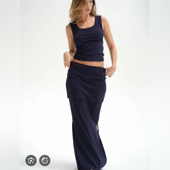 LNA Clothing NWT set  Lora ribbed tank and Dustin ribbed skirt in Ink - Small - Picture 1 of 7